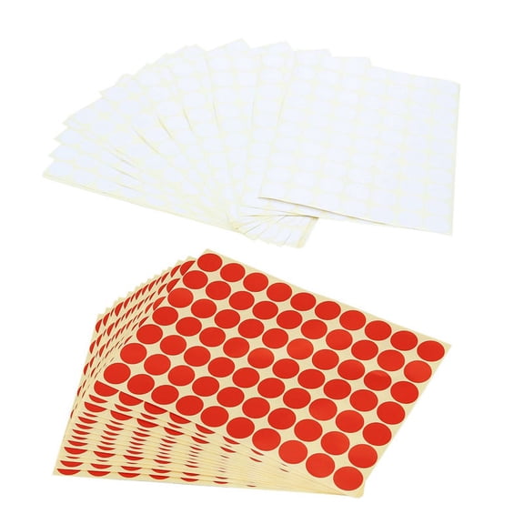 2 Set 19Mm Circles Round Code Stickers Self Adhesive Sticky Labels, White & Red,15 * 70Pcs 19mm Code Dot Stickers,White & Red