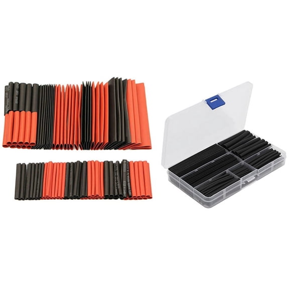 2 Set 2:1 Heat Shrink Tubing Wire Cable Sleeving Wrap Electrical Connect Set - 127Pcs & 150Pcs,2 set x Heat shrinkable tube,Photo Color