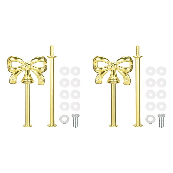 2 Set 2-Tier Cupcake Stand Hardware Handles, Zinc Alloy Cake Plate Stand Handle Fittings with Screws for DIY Making Fruit Plate Cake Stand, Bow-Knot Gold