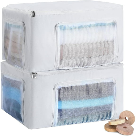 2 Set 22 L Cashmere Sweater Storage Bags with Moth Protection Cedar Rings Breathable & Washable Garment Cotton Bags for Sweaters, Cashmere, Wool, Scarves and More