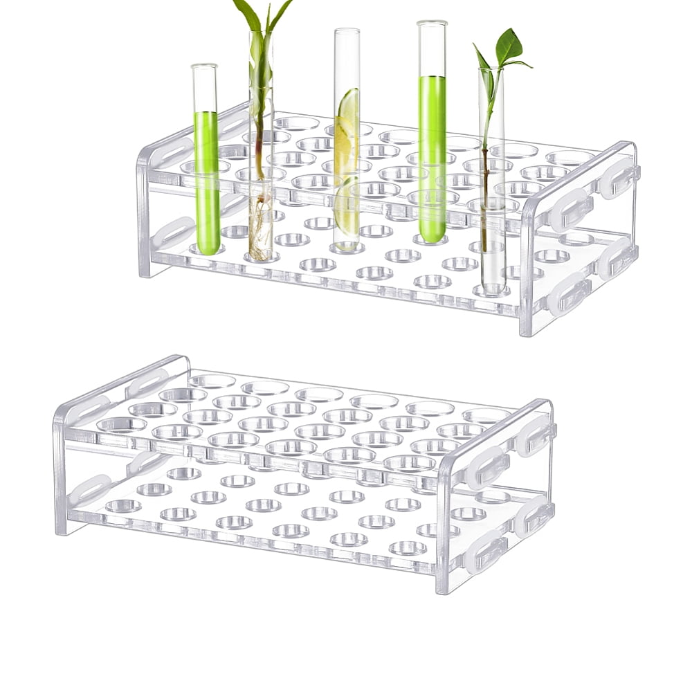 Labatory Test Tube Wash Racks 2 Set 24-Holes Acrylic Test Tubes Holder Rack Lab Supplies Rectangle ...