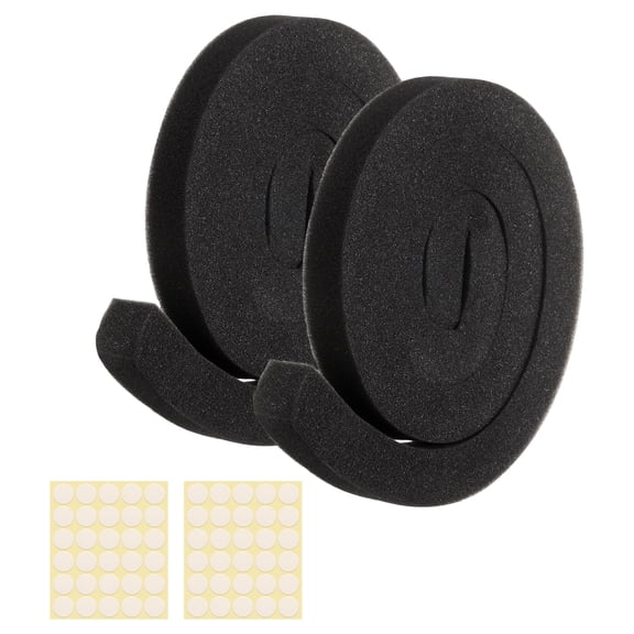 2 Set 3.28ft Foam Seal Strip, 1 Inch Width x 1 Inch Thick Weather Stripping Foam Insulation Tapes, EVE Air Conditioner Open Cell Foam Seal Tape for Doors, Windows, Black