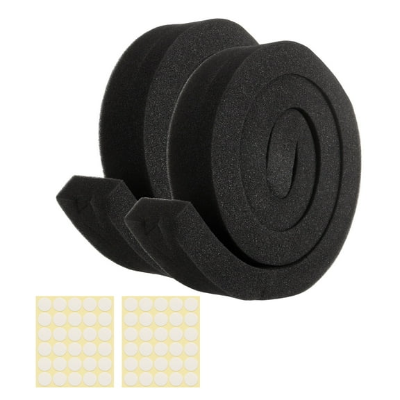 2 Set 3.28ft Foam Seal Strip, 1 Inch Width x 2 Inch Thick Weather Stripping Foam Insulation Tape, EVE Air Conditioner Open Cell Foam Seal Tape for Doors, Windows, Black