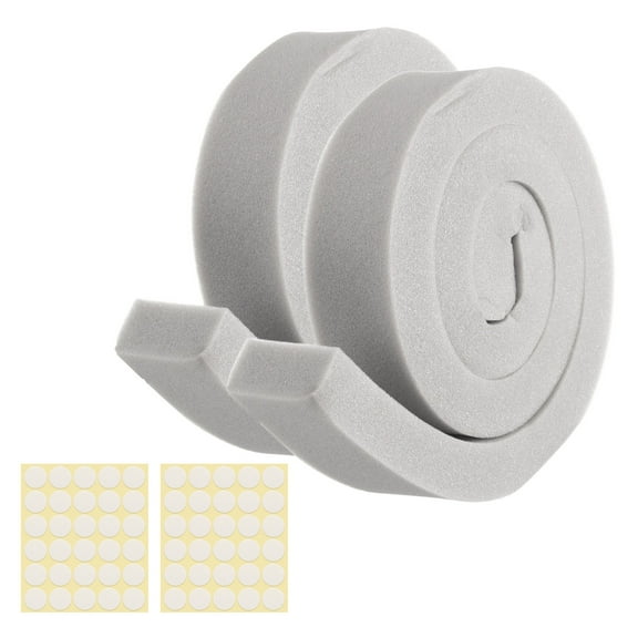 2 Set 3.28ft Foam Seal Strip, 1 Inch Width x 2 Inch Thick Weather Stripping Foam Insulation Tape, EVE Air Conditioner Open Cell Foam Seal Tape for Doors, Windows, Grey