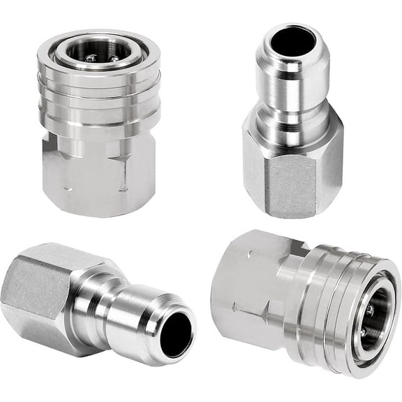 2 Set 3 8 Inch Quick Connect Pressure Washer Adapter 5000 PSI Stainless Steel Disconnect Fitting