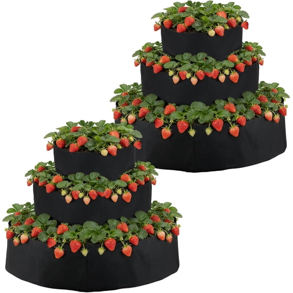 2 Set 3 Tiered Fabric Strawberry Planter 48 36 24 inch Strawberry Tower Planter Stackable Planters Strawberry Grow Kit