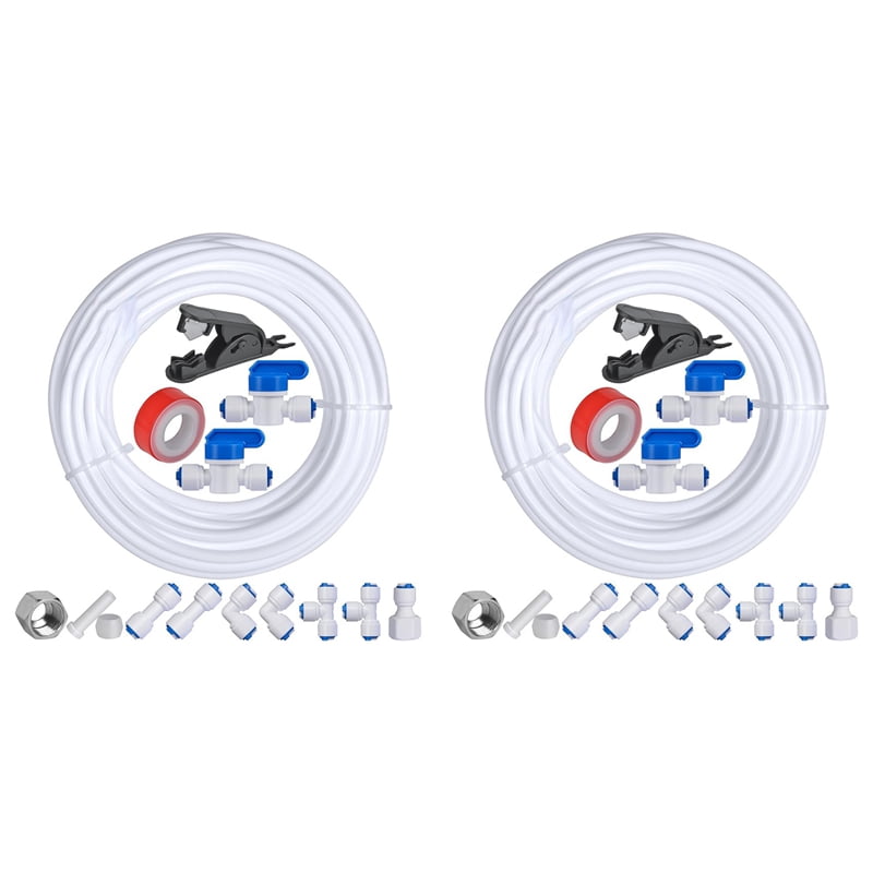 2 Set 32.8ft Refrigerator Water Line Kit ,1/4inch OD Water Line Kit for Fridge Icemaker Reverse Osmosis System