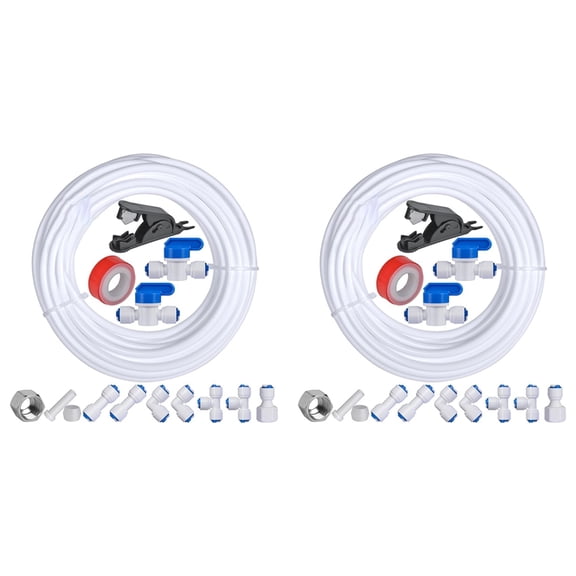 2 Set 32.8ft Refrigerator Water Line Kit ,1/4inch OD Water Line Kit for Fridge Icemaker Reverse Osmosis System