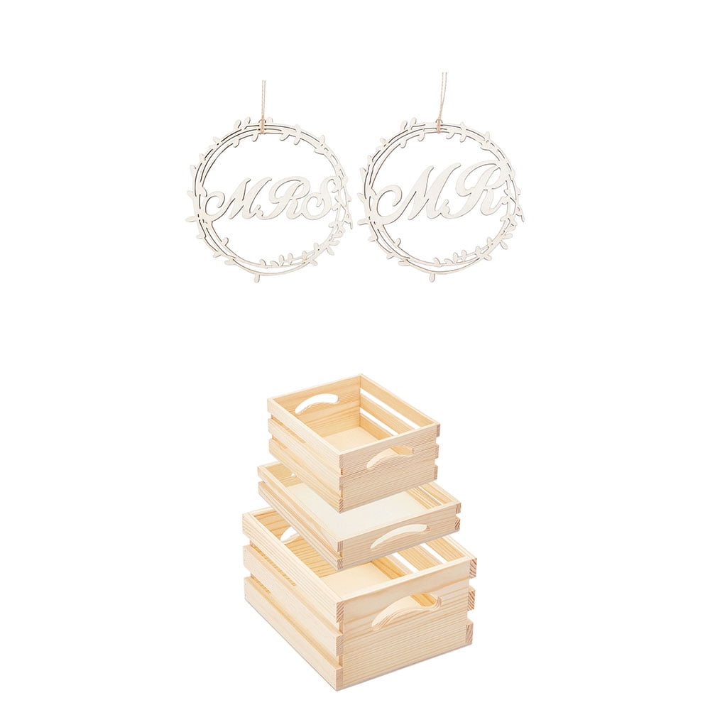 2 Set 3Sizes Wooden Pallet Crates Nesting Wood Trays for Storage ...