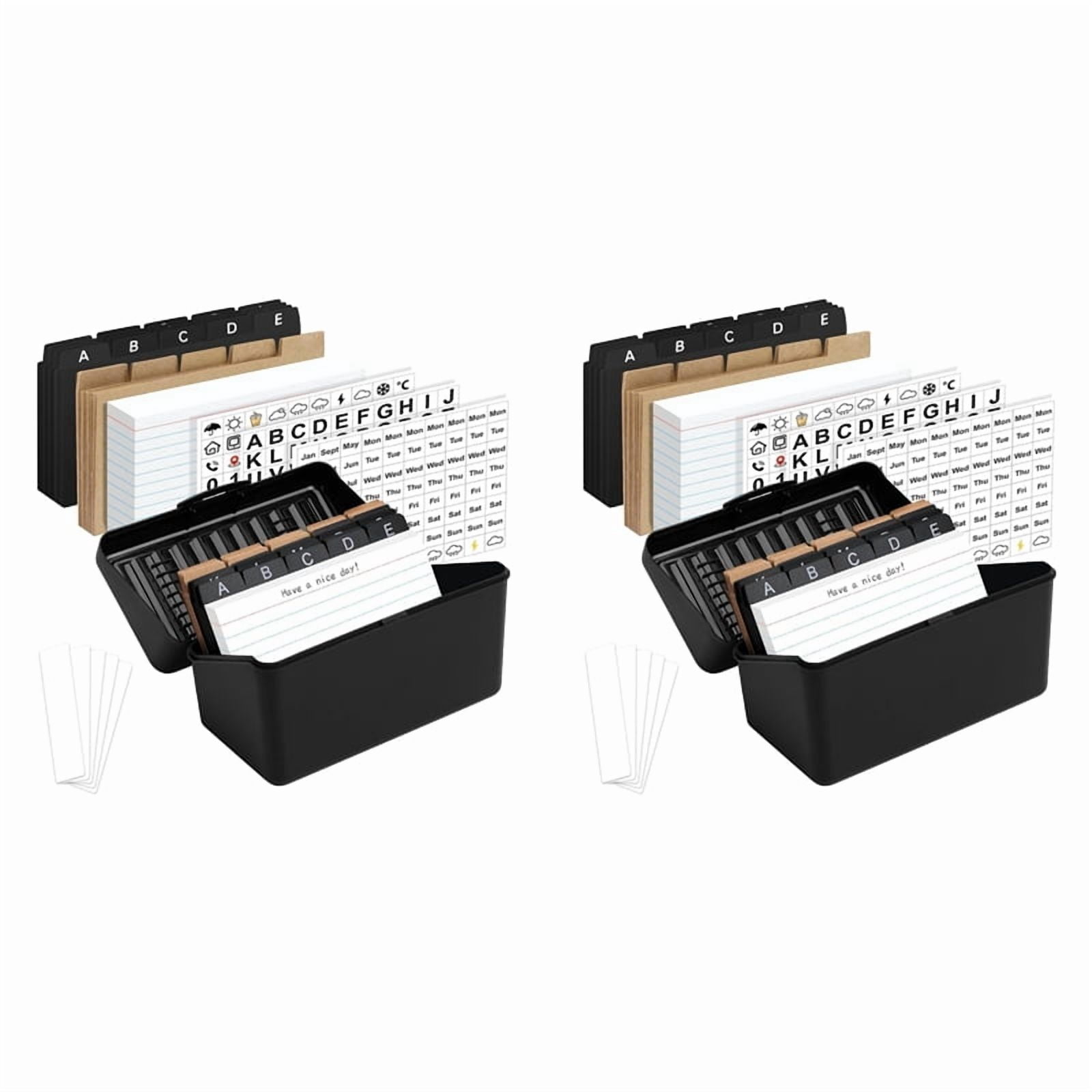 2 Set 3inchx5inch Index Card Holder with Lock, Index Card Box Organizer Storage with , for Home Recipes Address