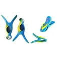 thumbnail image 1 of 2 Set (4 Ct) Blue Flipflop / Blue Parrot Beach Towel Clips Jumbo Size for Beach Chair, Cruise Beach Patio, Pool Accessories for Chairs, Household Clip, Baby Stroller, 1 of 3