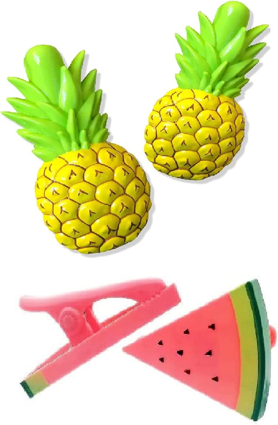 2 Set (4 Ct) Pineapple / Watermelon Beach Towel Clips Jumbo Size for Beach Chair, Cruise Beach Patio, Pool Accessories for Chairs, Household Clip, Baby Stroller