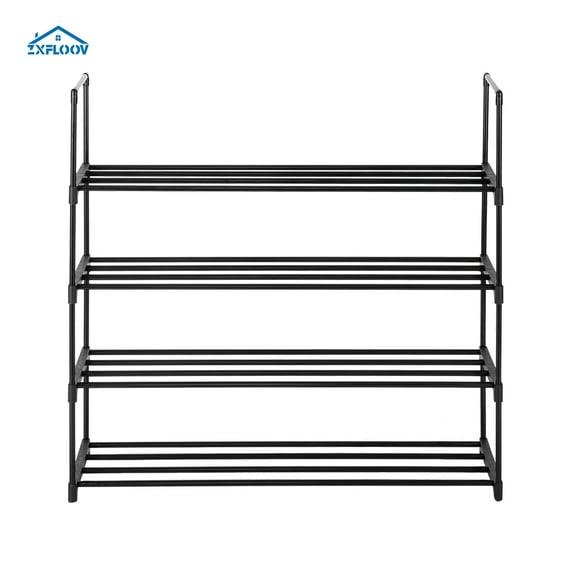 2 Set 4-Tier Shoe Rack Organizer - Stylish Gray Storage Shelf for Bedroom, Entryway, Hallway & Closet - Free Standing Design Holds Up to 40 Pairs of Shoes