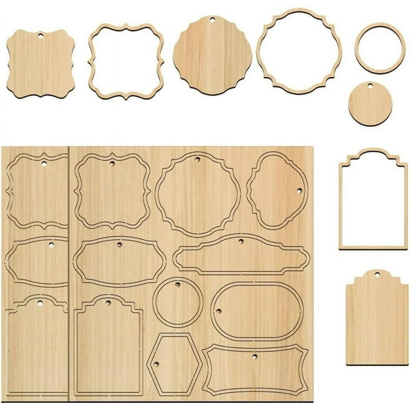 2 Set 5.7x6inch Wood Label Chipboard Embellishment Mini Tags Laser Cut Embellishments for DIY