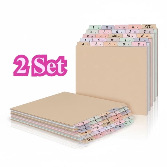 chengjian, 2 Set 50 Pcs Alphabet File Dividers, A-Z, 12 Colors ...
