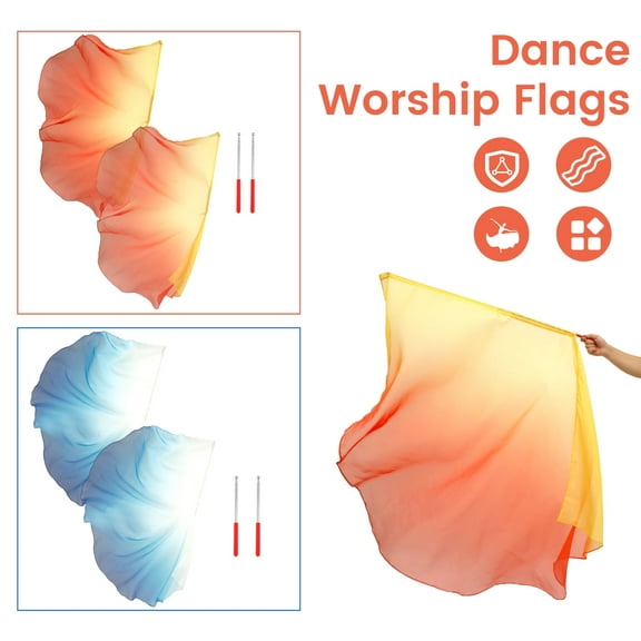 2 Set 55" Praise Dance Worship Flags with Scalable Rod Semicircle Worship Angel Wing Flag for Church Dance Banner