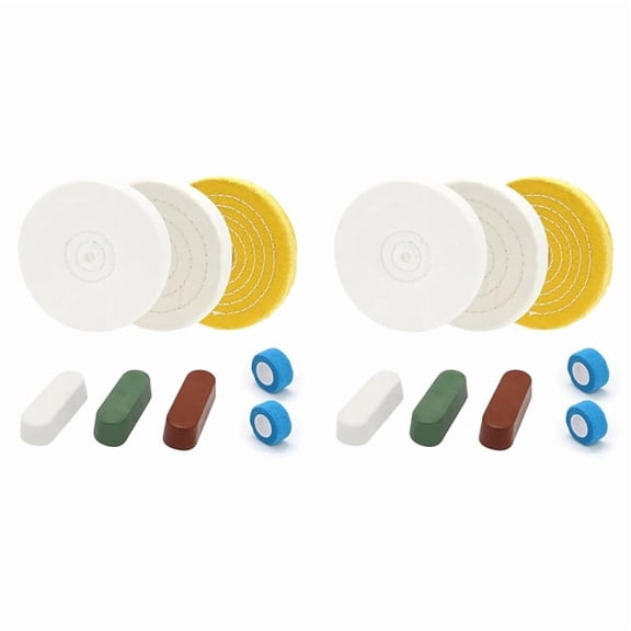 2 Set 6inch Buffing Polishing Wheels,for Bench Grinder,with Buffing Polishing Cutting Compounds,with Non-Woven Bandage
