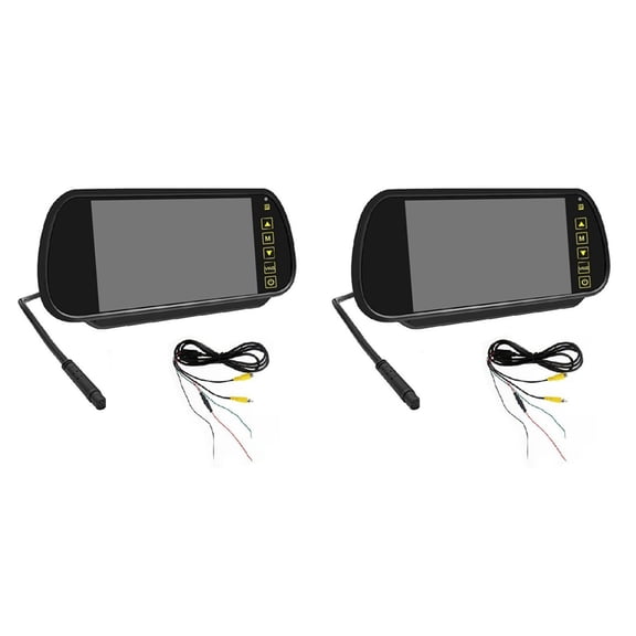 2 Set 7 Inch Car LCD Mirror Monitor Parking Screen 2 AV Input Auto Display Assist for Rear View Reversing Camera
