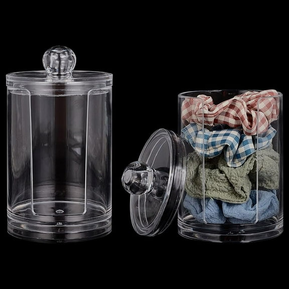 2 Set Acrylic Cosmetic Storage Organizer Box with Lid Dust-proof Case for Makeup Tools Small Accessories Storage Column Clear 6.9x11.5cm
