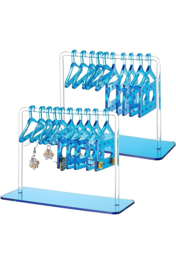 2 Set Acrylic Earring Holder Coat Hanger Jewelry Display 60 Holes Dangle Earring Hanging Organizer Ear Studs Display Rack