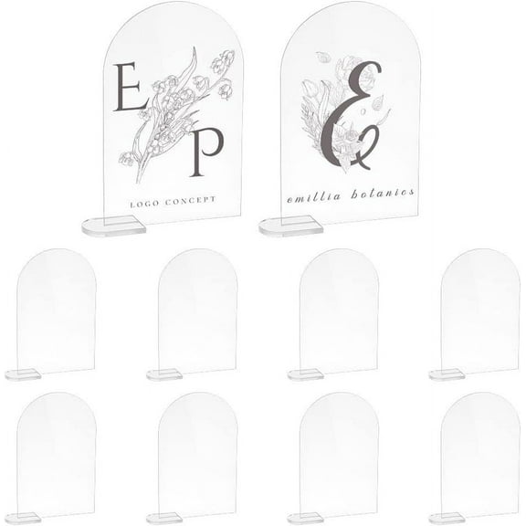 2 Set Acrylic Table Sign Holders Blank Place Number Signs for Wedding Restaurant Birthday Party Decorations Arch Clear 29.5x115x150mm