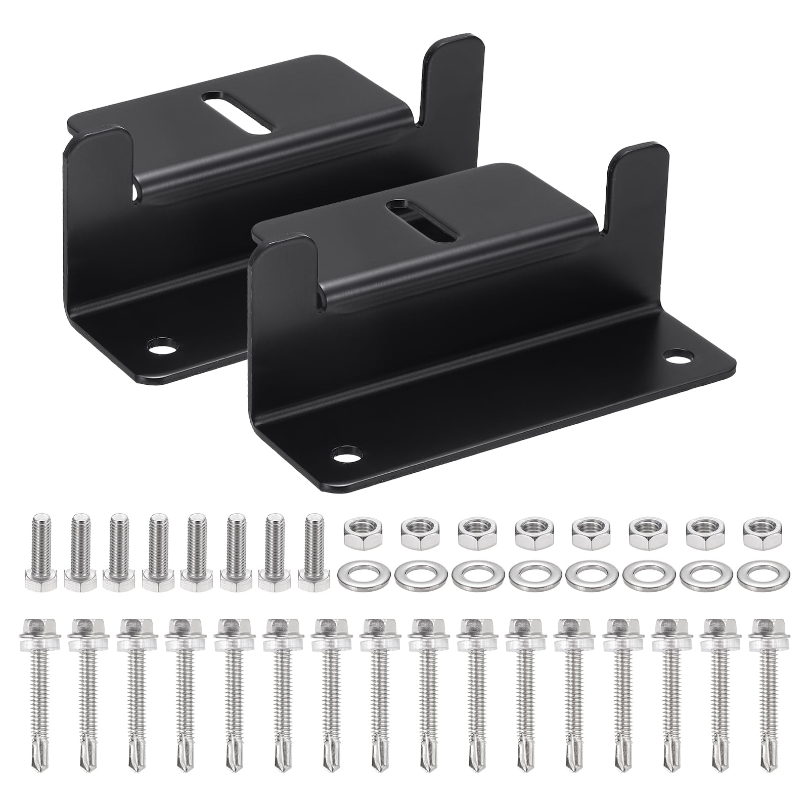2 Set Aluminum Solar Panel Mounting Brackets, Solar Panel Z Bracket Mounting Kit, Z Bracket Set with Screws for RV Roof Cabin Factory Installation, Black