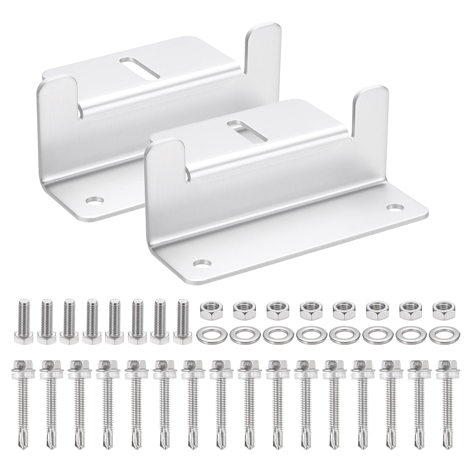 2 Set Aluminum Solar Panel Mounting Brackets, Solar Panel Z Bracket Mounting Kit, Z Bracket Set with Screws for RV Roof Cabin Factory Installation, White