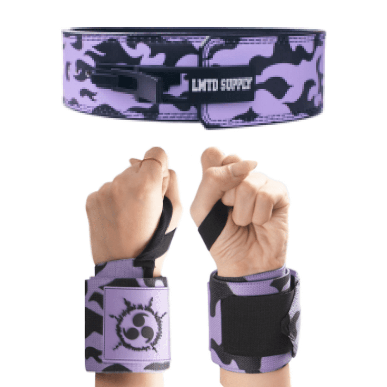 2 Set Anime Lever Belt and Wrist Wraps - Heavy Duty 10mm Weight Lifting  Belt Back Support - 24 Lifting Straps Powerlifting Gym Accessories for Men  and Women (S - Purple C) 