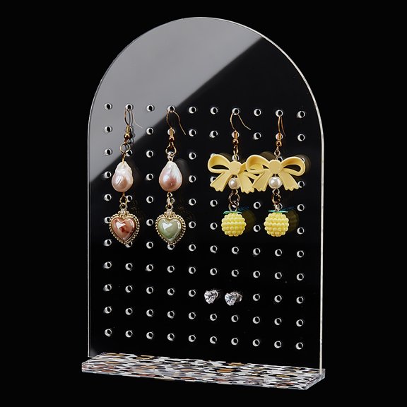 2 Set Arch Transparent Acrylic Earring Display Organizer Stands Tabletop Earring Display Holder Leopard Print Pattern 3x12.6x17.8cm