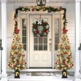 thumbnail image 1 of 2 Set Artificial Christmas Tree, 4.5ft Pre-Lit Potted Snow Flocked Christmas Tree with 200 Warm White Lights, Holiday Xmas Tree with 4 Berries Clusters, 1 of 9
