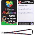 thumbnail image 1 of 2 Set Autism Alert Card, ADHD Awareness Autistic Emergency Contact Card with Autism Lanyards Waterproof Card Holder Pocket Insert PVC, 1 of 7