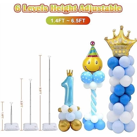 2 Set Balloon Column Kit - 6.56 feet Balloon Column Stand with Base for Baby Shower, Birthday Party, Graduation, Wedding Kids Party Centerpieces Decorations