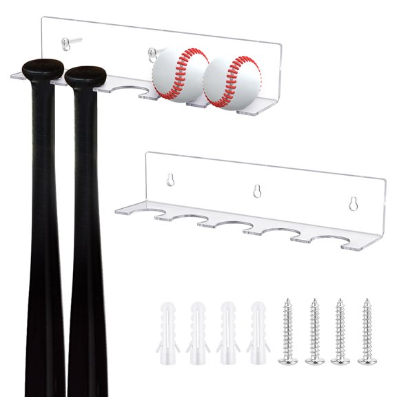 2 Set Baseball Bat Display Hanger for 5 Bats Sturdy Acrylic Bat for Vertical Display Wall Mount to Fit The Handle Baseball Softball for Home