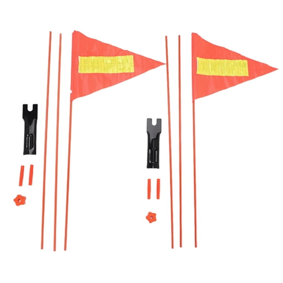 2 Set Bike Safety Flag with Fiberglass Pole Mounting Bracket,Adjustable Length, Outdoor Play Sign