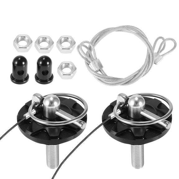 2 Set Black Universal Car Hood Pin Kit Hood Pin Lock Latch Catch Set Aluminum Alloy