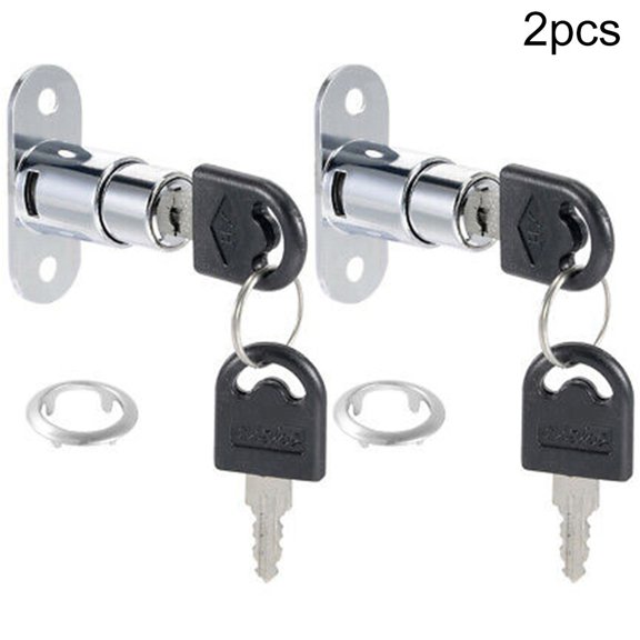 2 Set Cabinet Push Plunger Lock, Cylinder Zinc Alloy Keyed Different