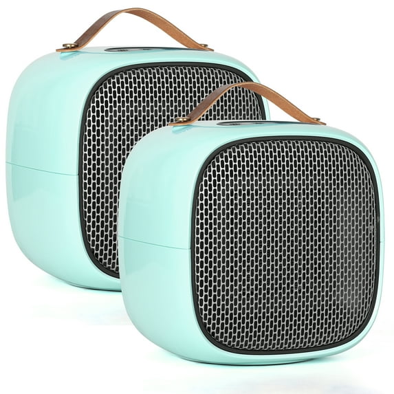 2-Set Ceramic Eletric Space Heater with Thermostat, Sky Blue