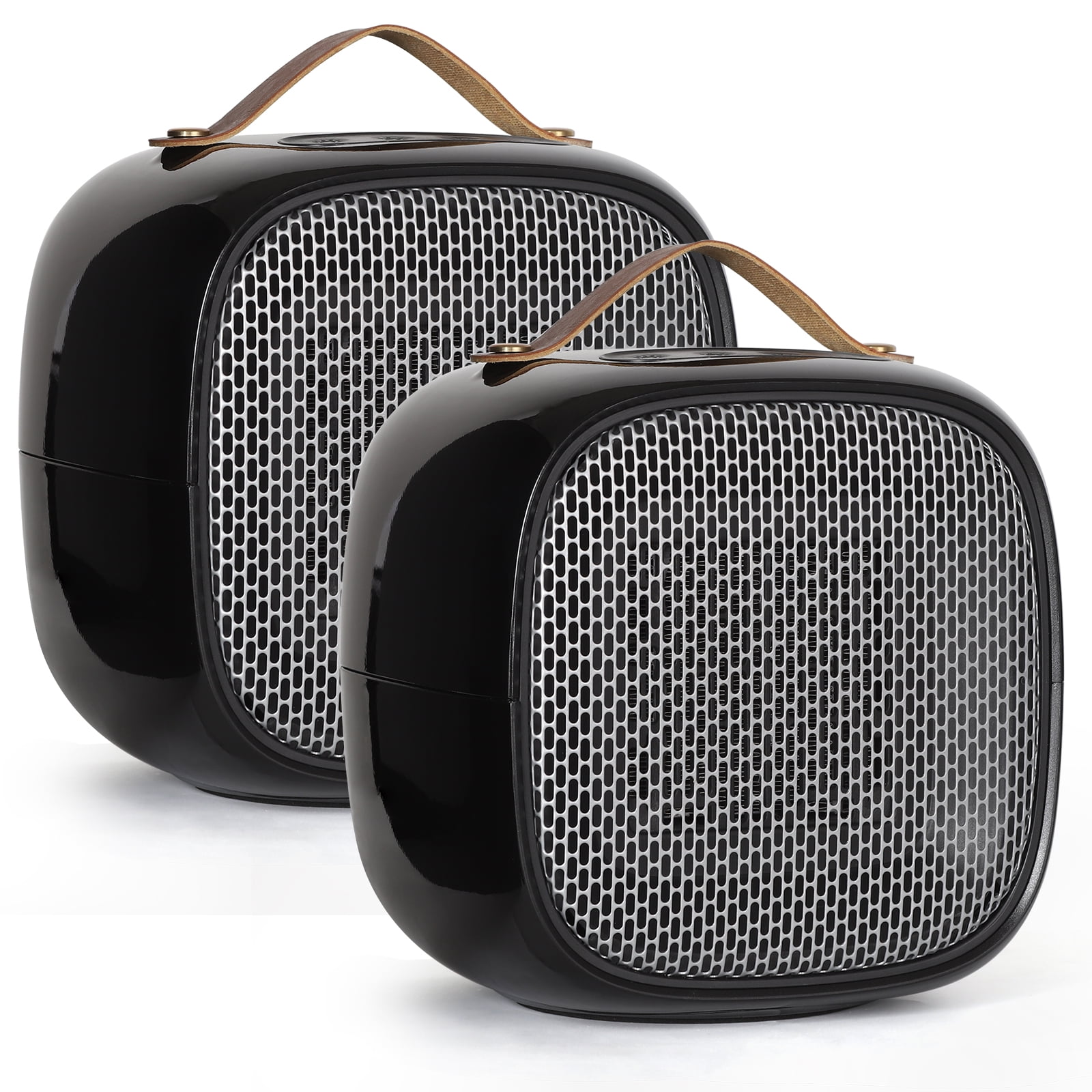 2-Set Ceramic Space Heater with Thermostat, Overheat & Tip Over Protection, Indoor Use - Clear Black