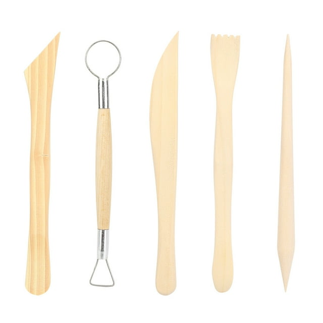 2 Set Clay Wood Sculpting Tool Wooden Handle Pottery Carving Ceramic