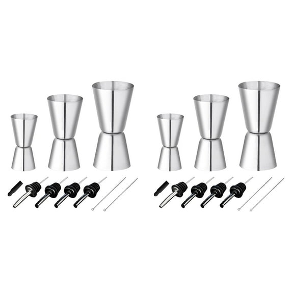 2 Set Cocktail Measuring Cups Stainless Steel Bar Measure 3/4/5Cl Small Jigger with Inner Scaling Dual Measuring Cups
