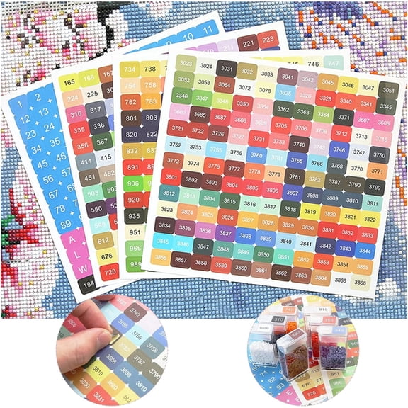 2 Set Color Number Stickers, Diamond Dot Number Stickers 447 Labels for Storage Containers Diamond Painting Number Stickers Multi-Colors Apply to Diamond Painting Storage Boxes Color Chart Square
