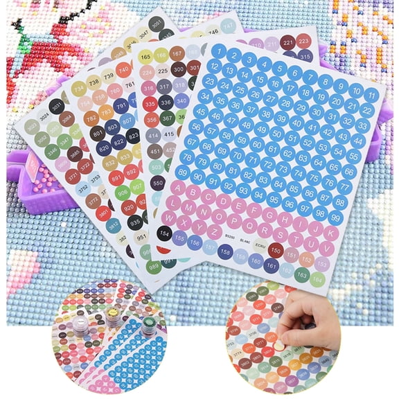 2 Set Color Number Stickers, Diamond Dot Number Stickers 447 Labels for Storage Containers Diamond Painting Number Stickers Multi-Colors Apply to Diamond Painting Storage Boxes Color Chart Round