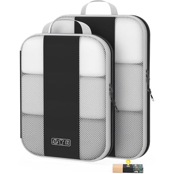2 Set Compression Packing Cubes for Travel Essentials,Compressible Expandable Packing Cubes for Suitcase, Luggage Organizer Bags for Travel,Handy Helper for Organizing Clothes(Black)