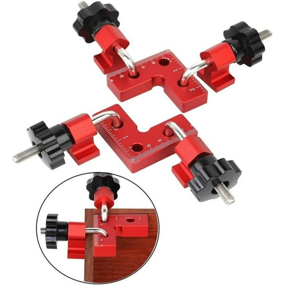 2 Set Corner Clamps, Kvago 90 Degree Mini Positioning Squares, Aluminum Alloy Clamps Woodworking Tools, 2.3"x 2.3" Right Angle Clamps Fixing Clamp for Picture Frame, Box, Cabinets, Drawers (Red)