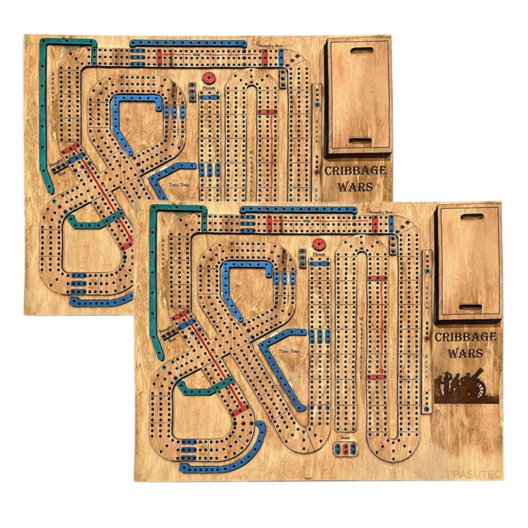 2 Set Cribbage Wars Board Game Cribbage Wars Cribbage War Game Cribbage Boards Unique Wooden