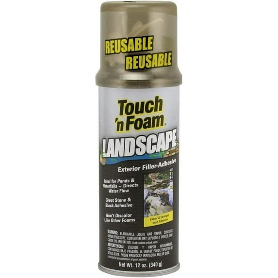 Touch 'n Foam Landscape Exterior Filler Adhesive - Waterproof Foam - 2 Set, 12 oz, Black
