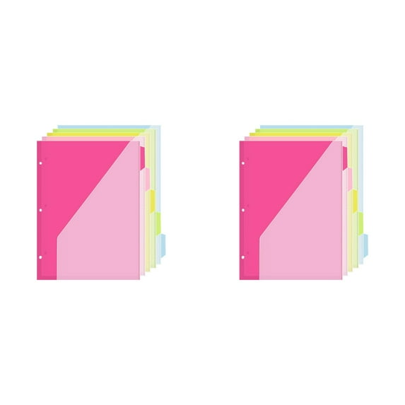 2 Set Dividers with Two Pockets,Tab Binder Dividers for 3 Ring Binder Organizer,Binder Divider with Tabs for School Office and Home Organization,Plastic Dividers with Pockets,Binder Folders(10Pcs)