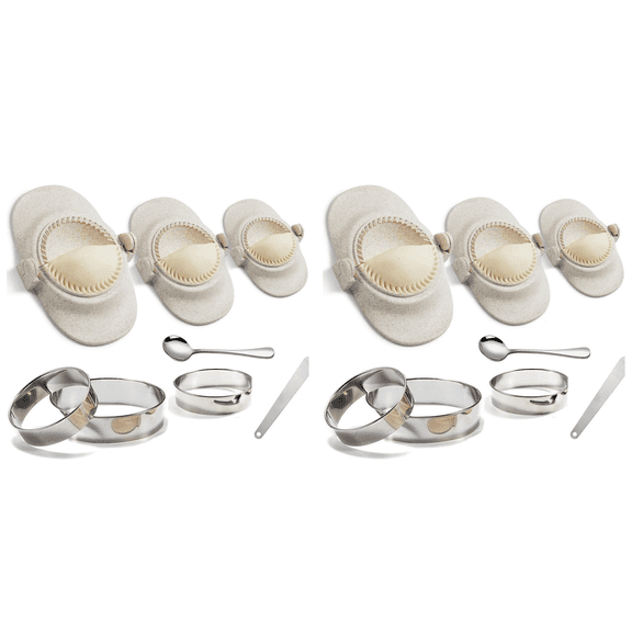 2 Set Empanada Maker , 6 Inch Extra Large Dumpling Maker Set with Dough Cutter, Dumpling Mold Set for Pierogi,Beige