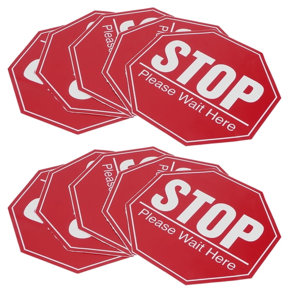 2 Set Floor Stop Sign Sticker Distancing Floor Marker Warning Decal for Public Area Use
