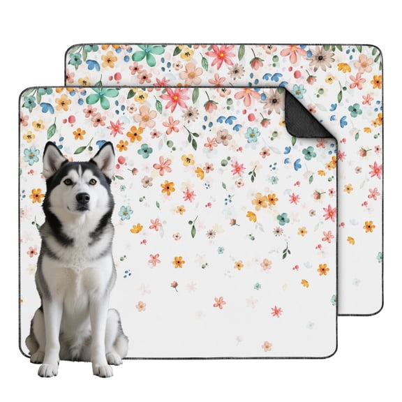 2-Set Floral Pattern Reusable House Training Pads, Washable Dog Potty Mats 35x41 Inch, Non-Slip Puppy Training Solution for Crate Areas